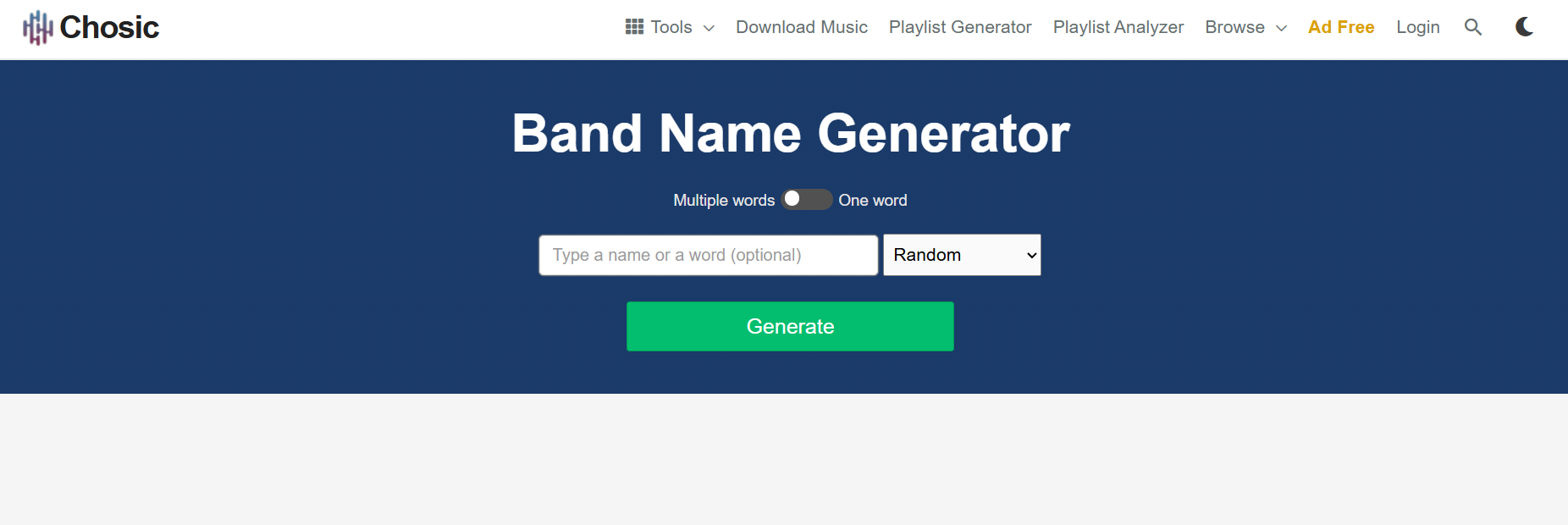Chosic Generator Band Name Tool
