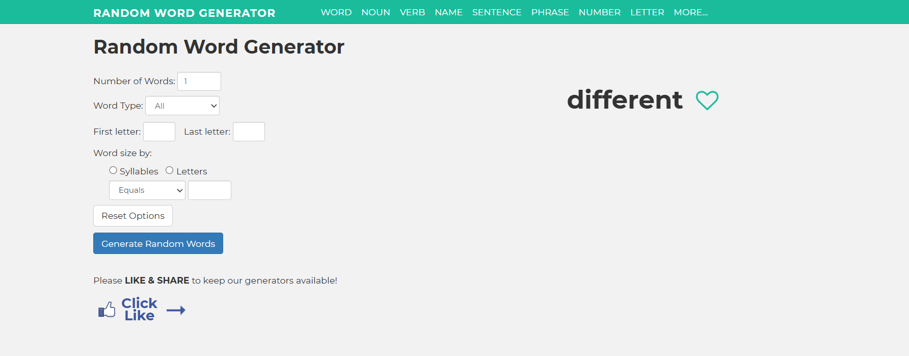 RandomWord Band Generator