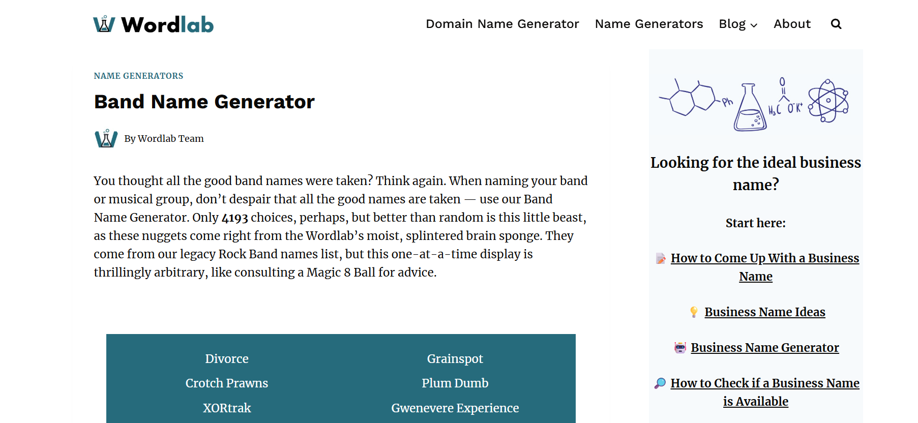Wordlab Band Name Generator