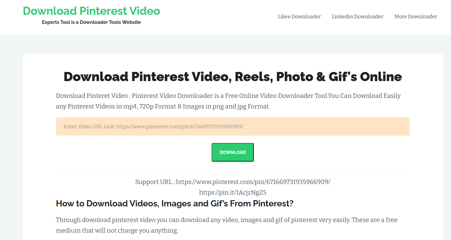 ExpertsTool Pinterest Downloader