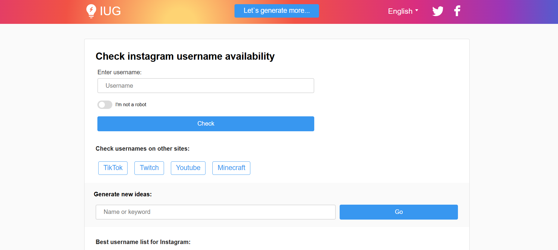 Instagram Username Availability Check